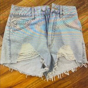 Distressed Denim Athletic Shorts